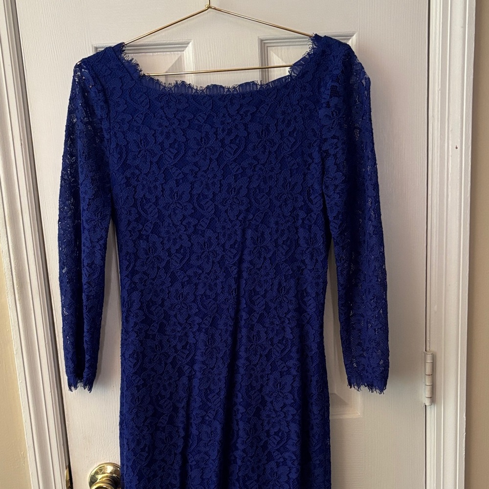 Diane Von Furstenberg Blue Lace Dress